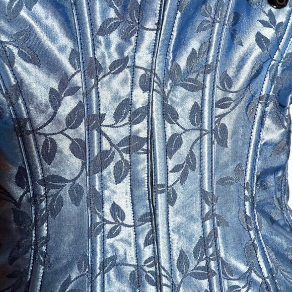 Empire Intimates Satin Blue Floral Lace Up Corset Bustier Sz 32 - Picture 7 of 11